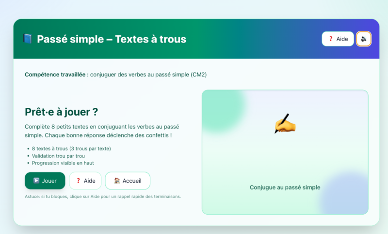 Le passé simple de l'indicatif (CM2)