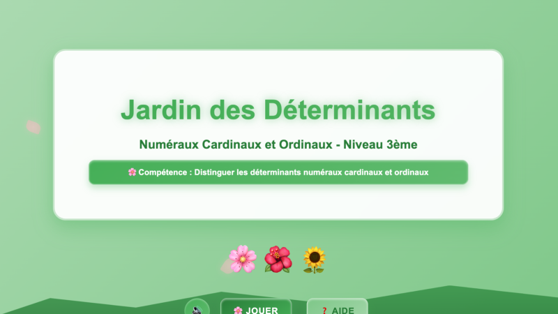 Les déterminants numéraux cardinaux et ordinaux (3ème)