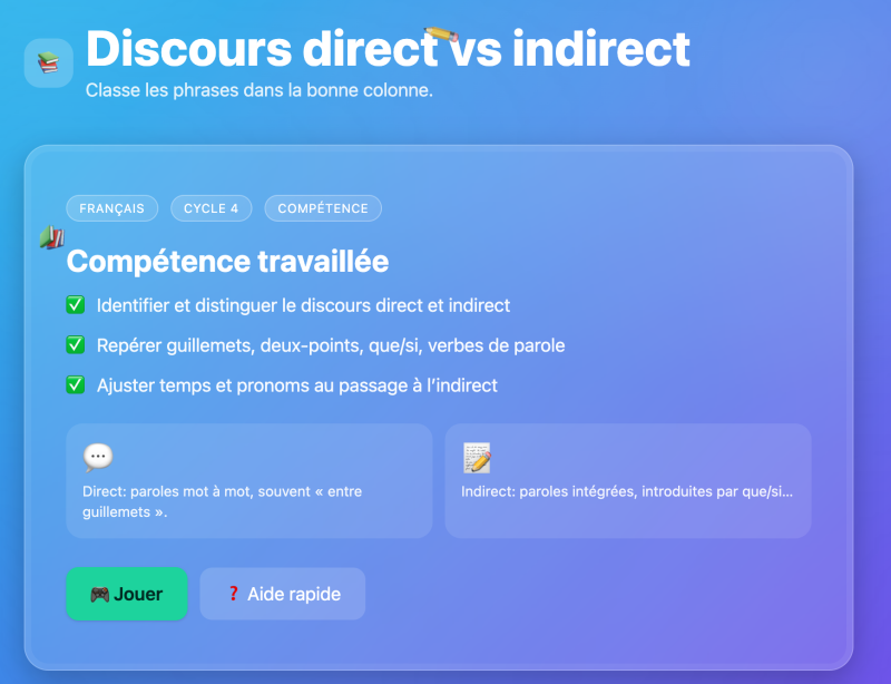 Le discours direct et indirect (5ème)