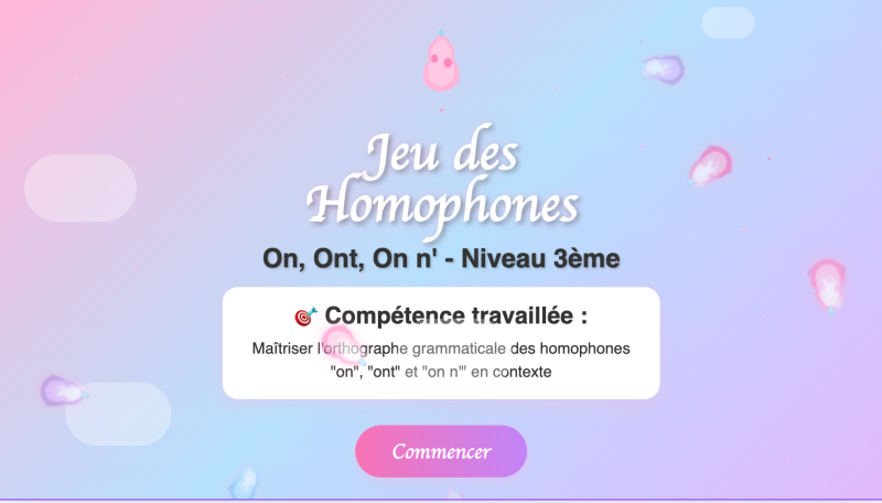 Les homophones on, ont, on n' (3ème)