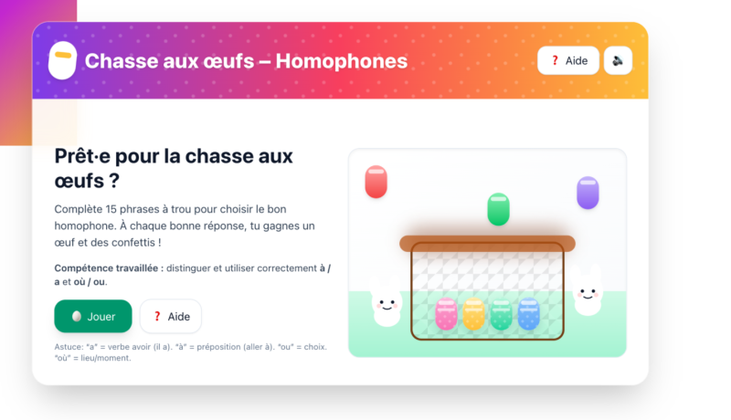 Les homophones à et a, où et ou (CM2)