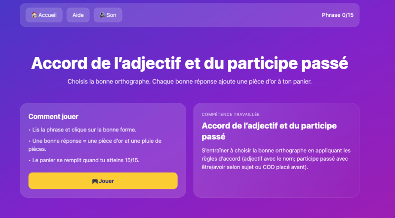 L'accord de l'adjectif et du participe passé (CM2)