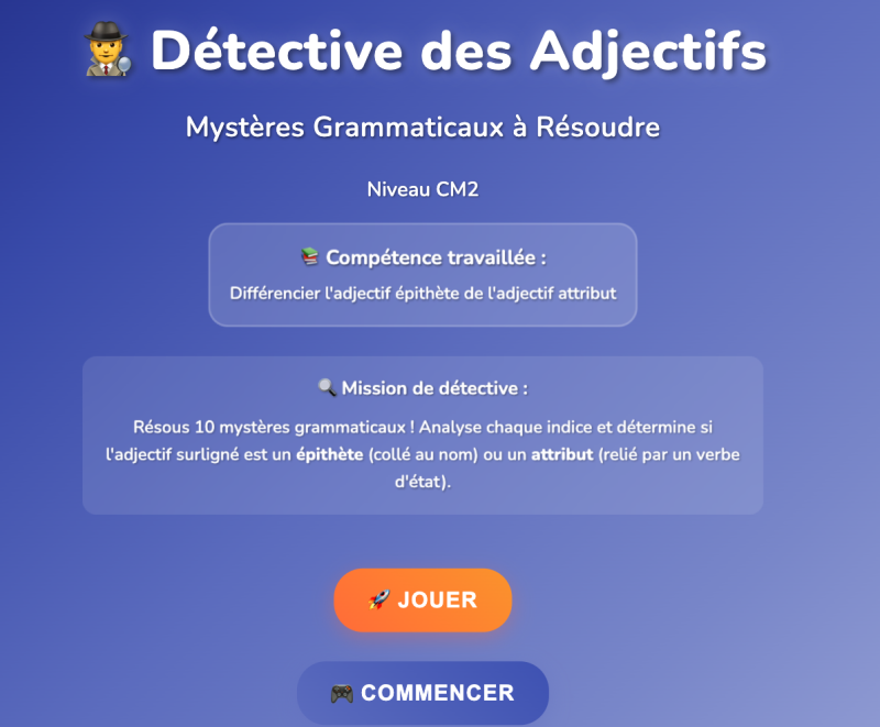 Les fonctions de l'adjectif (CM2)