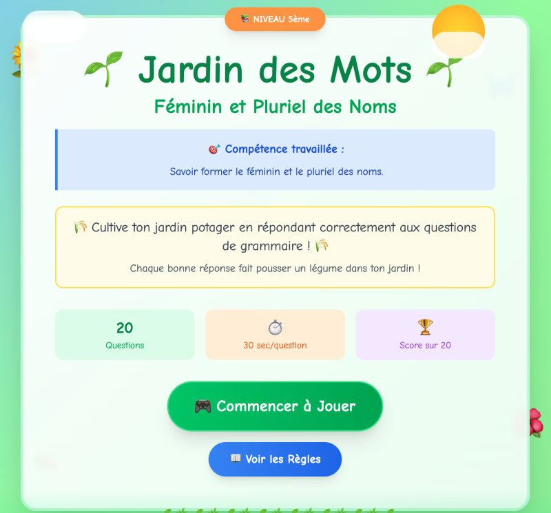 Le féminin et le pluriel des noms (5ème)