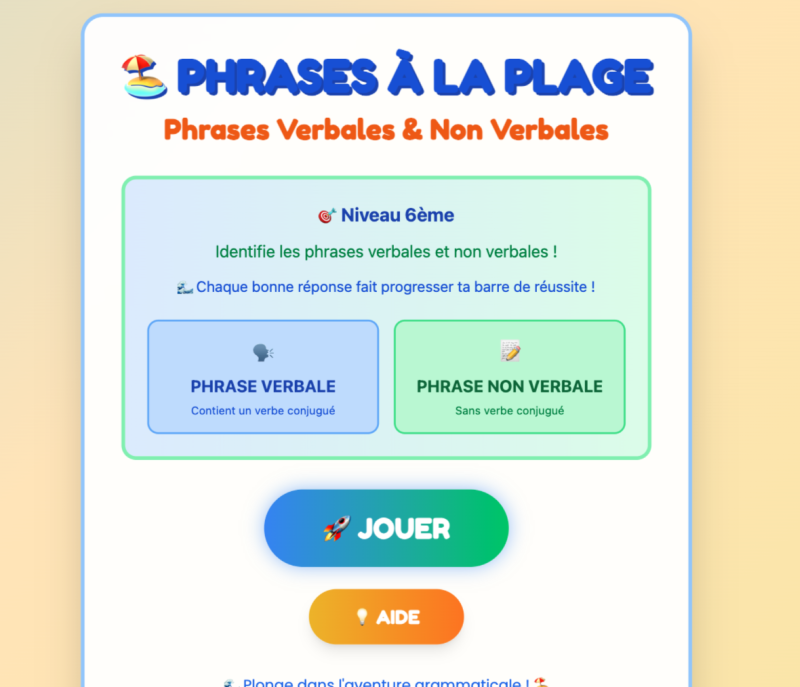 Les phrases verbales et non verbales (6ème)