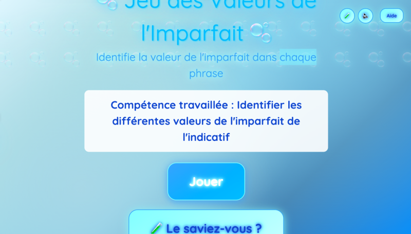 Les valeurs de l'imparfait (Lycée)