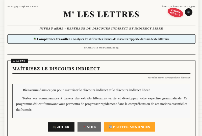 Le discours indirect et indirect libre (3ème)