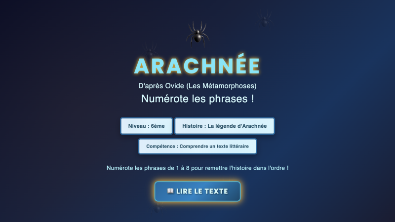 La métamorphose d'Arachnée (6ème)