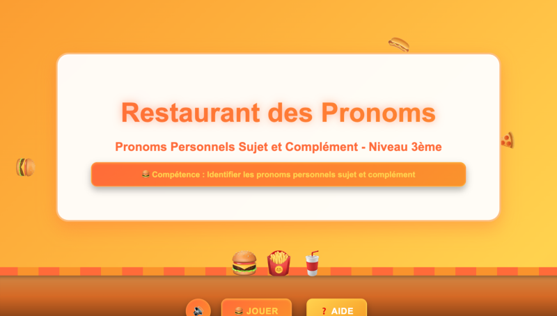 Les pronoms personnels sujets et compléments (3ème)